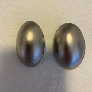 Givenchy  Silver Dome Earrings Signed Classic Timeless Clip on